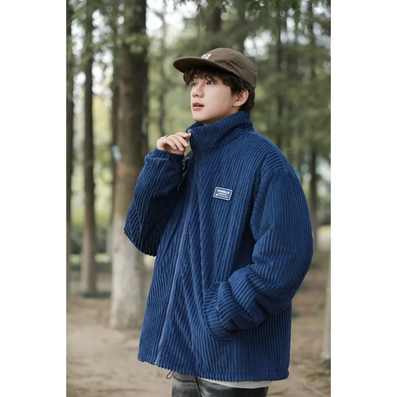 Hot Selling Men's Cotton Thick and Warm Parka Coat, Winter Corduroy Cotton Jacket, Winter Men's Solid Color Casual Winter Clothi - Image 3