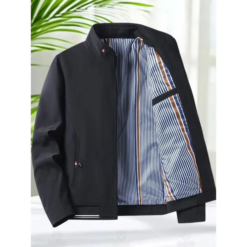 Latest Model Jacket Men Casual Jacket Spring Autumn Workwear Stand Collar Zip Up Coats Men Lightweight Business Style Outerwear - Image 2