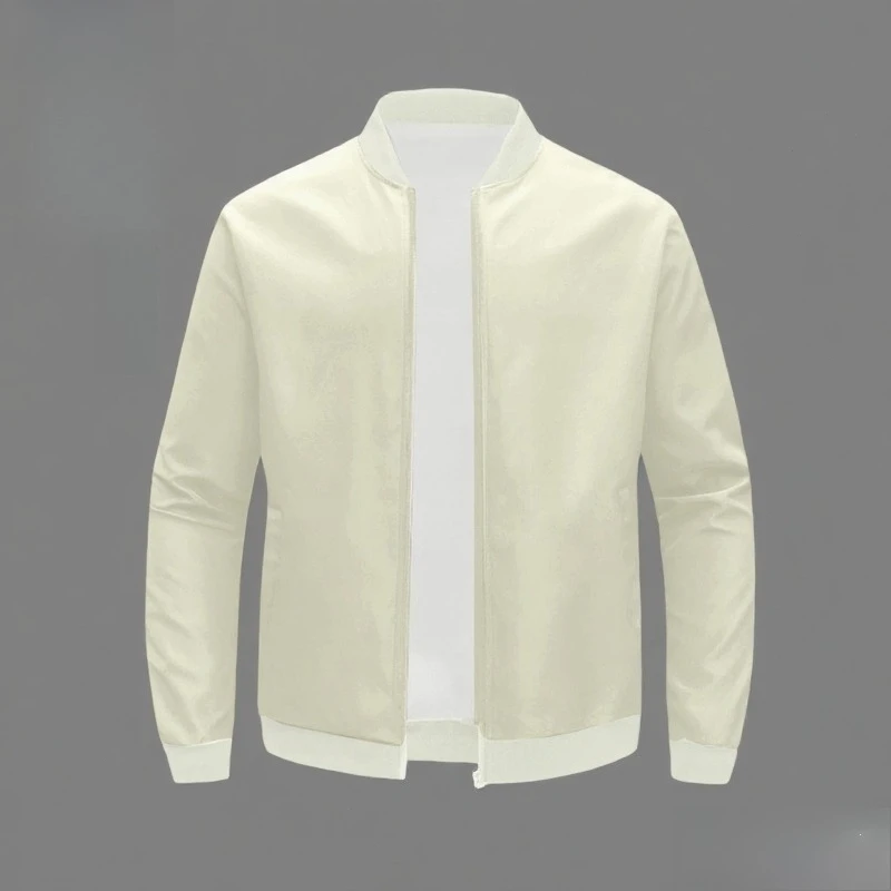 Latest Model Spring and Autumn New Baseball Collar Short Loose Solid Color Jackets Men's Business Casual Thin Coat Fashionable - Image 2