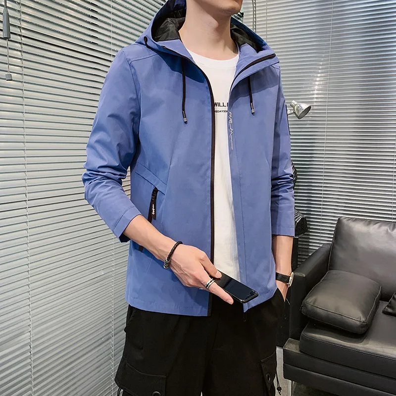 Spring and Autumn Loose Outdoor Casual Fashion Jacket Men's Youth Hooded Jacket Solid Color Handsome Jacket High Quality Jacket - Image 2