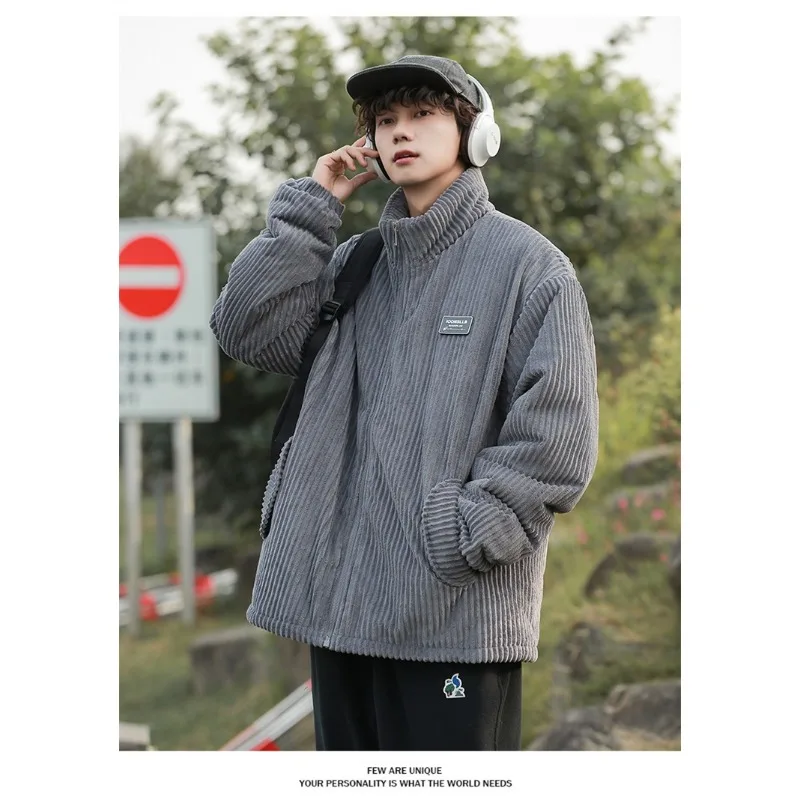 Hot Selling Men's Cotton Thick and Warm Parka Coat, Winter Corduroy Cotton Jacket, Winter Men's Solid Color Casual Winter Clothi - Image 4