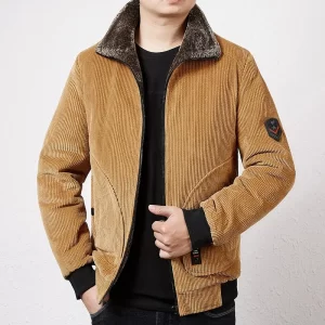 Winter Jacket Men's Male Thermal Windbreaker Plus Size Men's Warm Winter Corduroy Jackets and Coats Fur Collar Casual Outwear