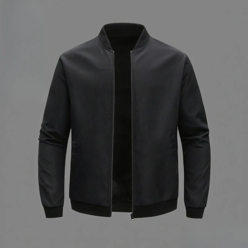 Latest Model Spring and Autumn New Baseball Collar Short Loose Solid Color Jackets Men's Business Casual Thin Coat Fashionable