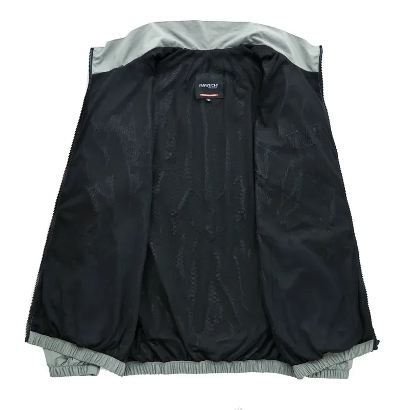 Vintage Bomber Jackets for Men's Spring Autumn Training Coat Vibe Wind Reflective Hooded Quick-drying Male Grayish Green Jackets - Image 3