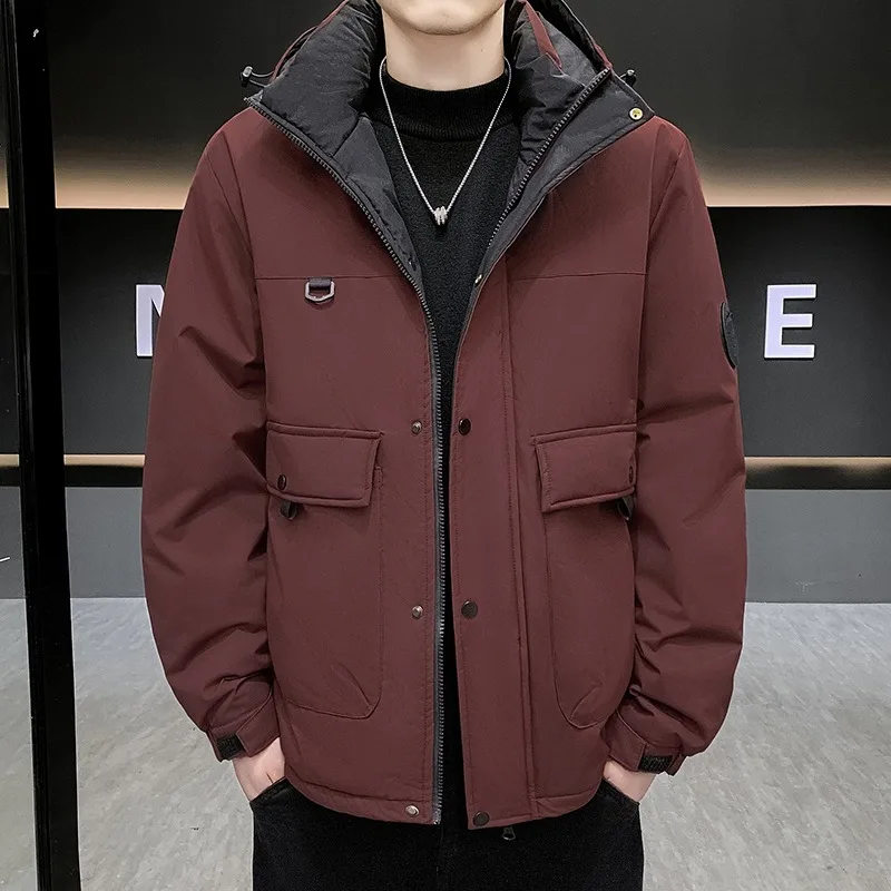 Men Hooded Long Sleeve Zipper Casual Loose and Comfortable Warm Men Thick Waterproof Jacket Parkas Coat Windproof Hat Jacket - Image 2