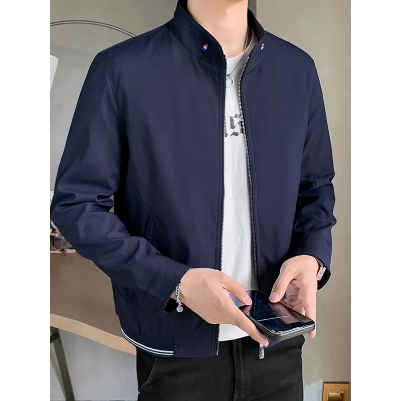 Latest Model Jacket Men Casual Jacket Spring Autumn Workwear Stand Collar Zip Up Coats Men Lightweight Business Style Outerwear - Image 5