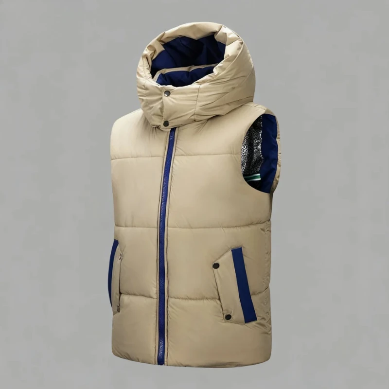 Autumn and Winter Casual Sports Vest Men's Outdoor Comfortable Versatile Hooded High-quality Vest Thickened Warm Vest Men's Vest