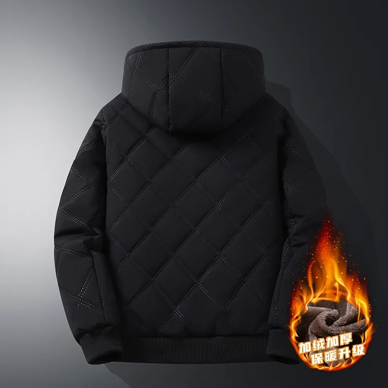 Winter New Cotton Jacket Men's Fashionable Casual Jacket Hooded and Plush Thick Warm Youth Trend Versatile Casual Cotton Jackets - Image 4