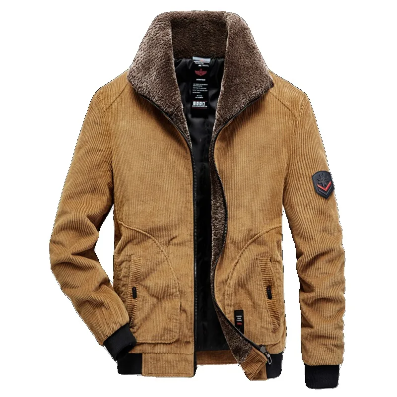 Winter Jacket Men's Male Thermal Windbreaker Plus Size Men's Warm Winter Corduroy Jackets and Coats Fur Collar Casual Outwear - Image 4