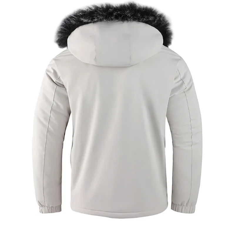 Men's Fall Winter Casual Jacket Trend with The Hooded Cotton Jacket Windproof Warm Padded Cold Pure Color Simple Cotton Clothing - Image 3