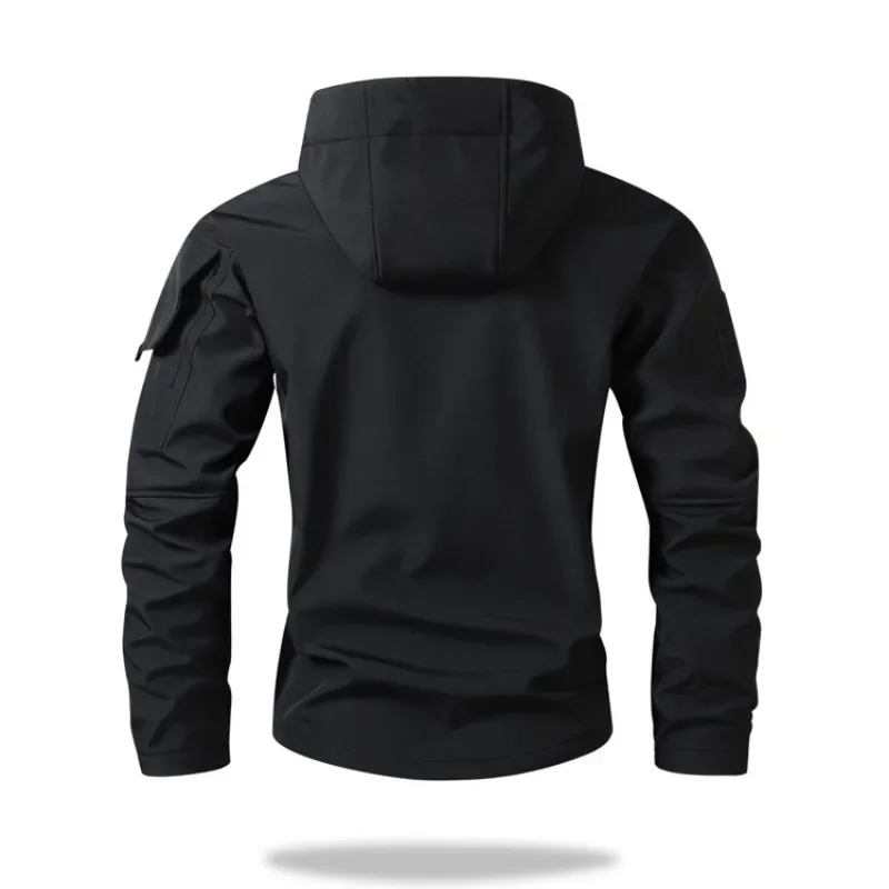 Men Lurker Shark Skin Soft Shell Tactical Jacket Waterproof Fleece Hooded Coat Hunt Clothes Outdoor New Solid Pocket Jacket Men - Image 6