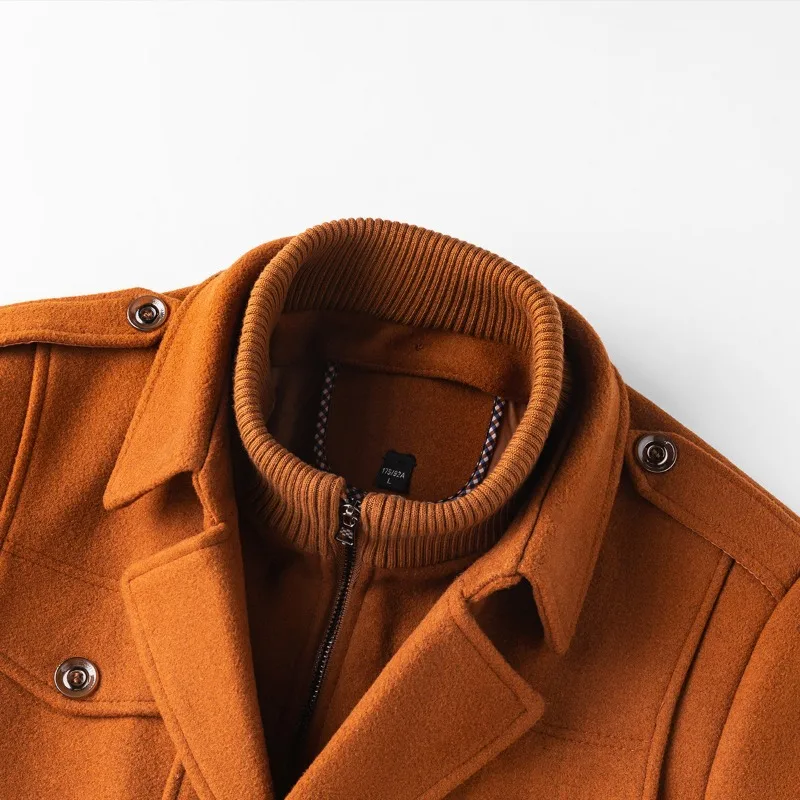 Men's Double Collar Wool Coats Fashion Handsome Autumn Winter Business Style High Quality Middle-aged Men's Fashion Woolen Coat - Image 5
