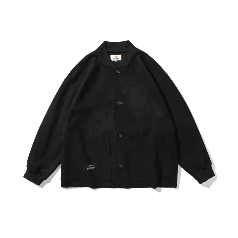 Men's Spring Autumn Japanese Vintage Draped Chamois Leather Loose-Fit Shoulder Ball Jacket Trendy Outerwear Men Clothing - Image 6