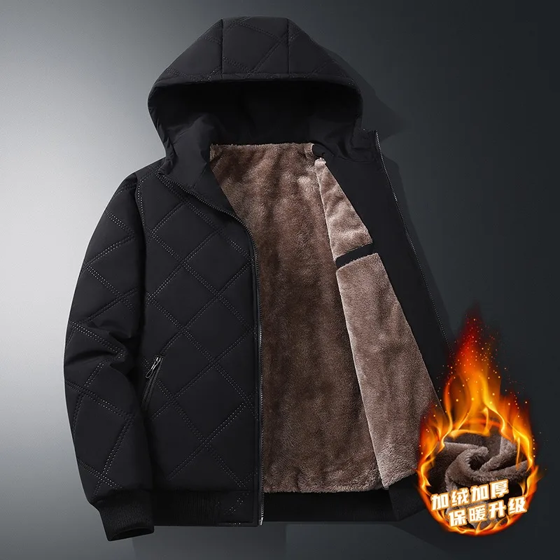 Winter New Cotton Jacket Men's Fashionable Casual Jacket Hooded and Plush Thick Warm Youth Trend Versatile Casual Cotton Jackets - Image 2