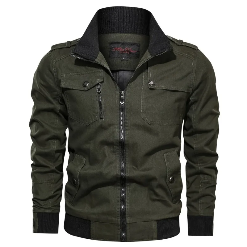 Men Jackets Coat Jackets Casual Windproof Jacket Male Casual Solid Color Jacket Zipper Pocket Stand Up Collar Jacket Men's Top - Image 3