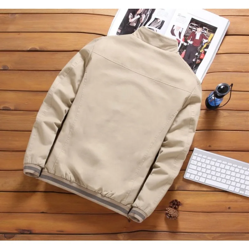 Autumn and Winter New Men's Fashion Aviator Jacket Fleece Thickened Warm Baseball Jacket Solid Color Zipper Large Size Top Coat - Image 6