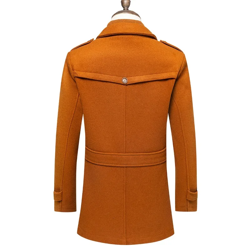 Men's Double Collar Wool Coats Fashion Handsome Autumn Winter Business Style High Quality Middle-aged Men's Fashion Woolen Coat - Image 2