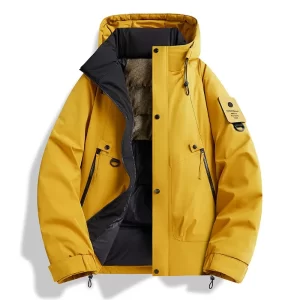 Winter Thickened Hooded Cotton Jacket Outdoor Waterproof Magic Tape Arm Badge Warm Multi-pocket Waterproof Coat for Men