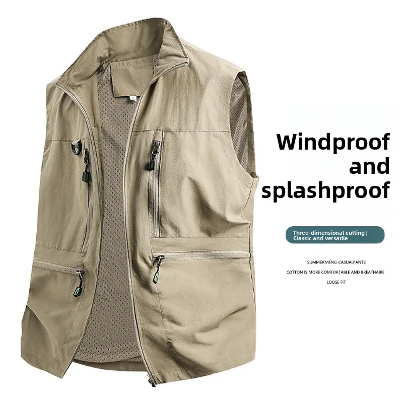 Spring and Autumn Workwear Breathable Fishing Vest Men's New Thin Style Outdoor Casual Quick Drying Workwear Vest Sports Jacket - Image 2