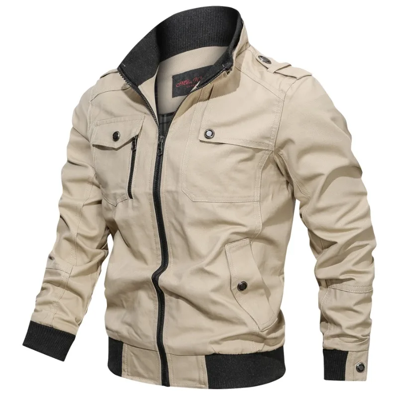 Men Jackets Coat Jackets Casual Windproof Jacket Male Casual Solid Color Jacket Zipper Pocket Stand Up Collar Jacket Men's Top - Image 2