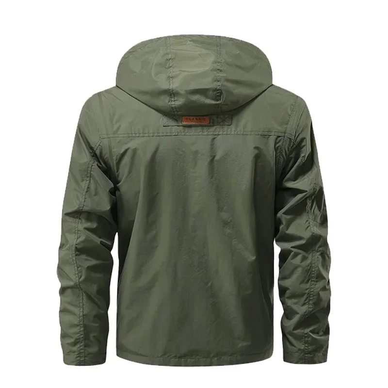 Men's Casual Waterproof Multi Bag Cargo Jacket Vest Suitable for Outdoor Activities Detachable Windproof Hooded Men Jackets - Image 6