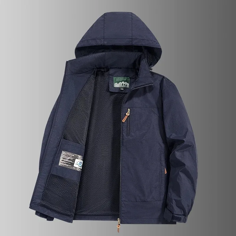 Men's Outdoor Thickened Mountaineering Suit Overcoat Large Size Winter Windproof Wool Detachable Hat Jackets Warm Male Jacket - Image 3