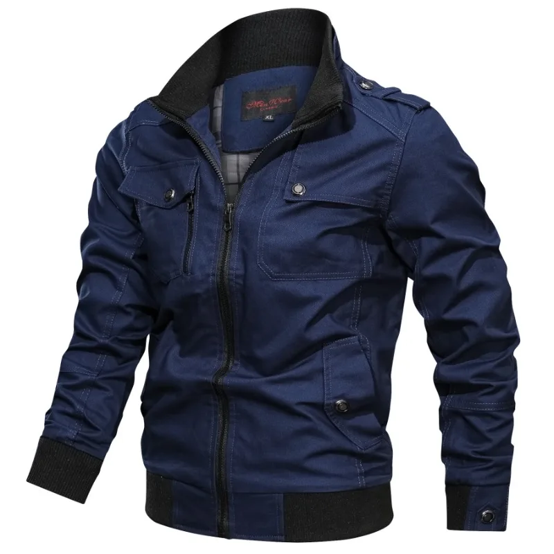 Men Jackets Coat Jackets Casual Windproof Jacket Male Casual Solid Color Jacket Zipper Pocket Stand Up Collar Jacket Men's Top - Image 5