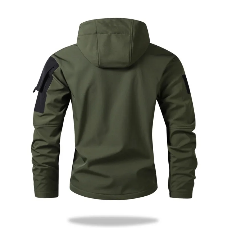 Men Lurker Shark Skin Soft Shell Tactical Jacket Waterproof Fleece Hooded Coat Hunt Clothes Outdoor New Solid Pocket Jacket Men - Image 2