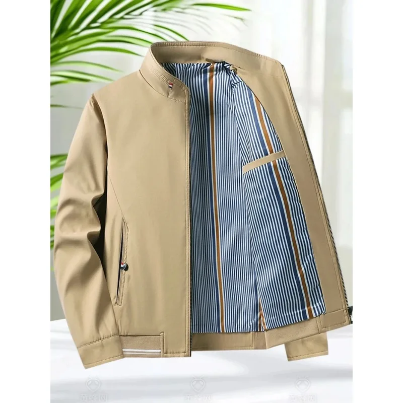 Latest Model Jacket Men Casual Jacket Spring Autumn Workwear Stand Collar Zip Up Coats Men Lightweight Business Style Outerwear - Image 3