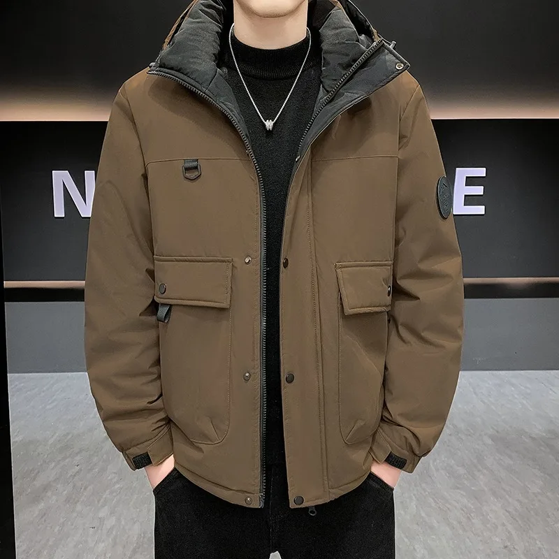 Men Hooded Long Sleeve Zipper Casual Loose and Comfortable Warm Men Thick Waterproof Jacket Parkas Coat Windproof Hat Jacket