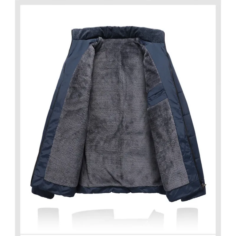 Puffer Jacket Men's Plush Thickened Parkas Stand Collar Jacket Men's Coat Winter Warm Thick Zipper Coat Padded Overcoat for Men - Image 6