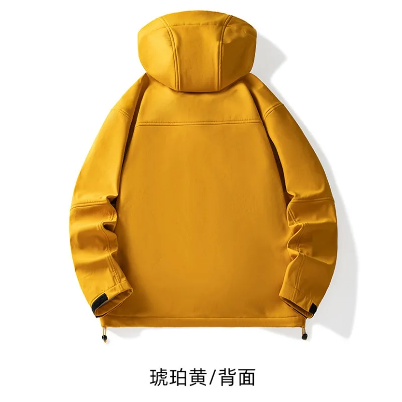 New Soft Shell Fleece Jacket for Men's Outdoor Waterproof Windproof Hooded Jacket Men's Hiking Casual Camping Climbing Jackets - Image 6