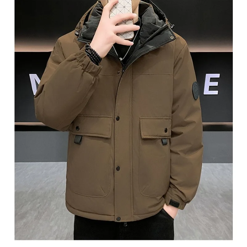 Men Hooded Long Sleeve Zipper Casual Loose and Comfortable Warm Men Thick Waterproof Jacket Parkas Coat Windproof Hat Jacket - Image 6