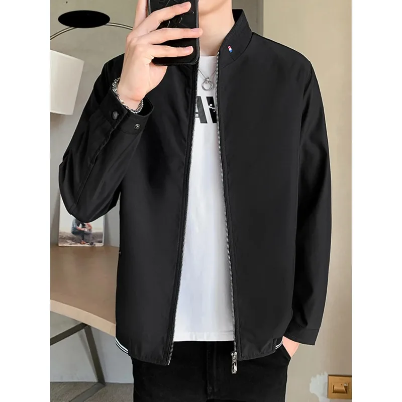 Latest Model Jacket Men Casual Jacket Spring Autumn Workwear Stand Collar Zip Up Coats Men Lightweight Business Style Outerwear - Image 6
