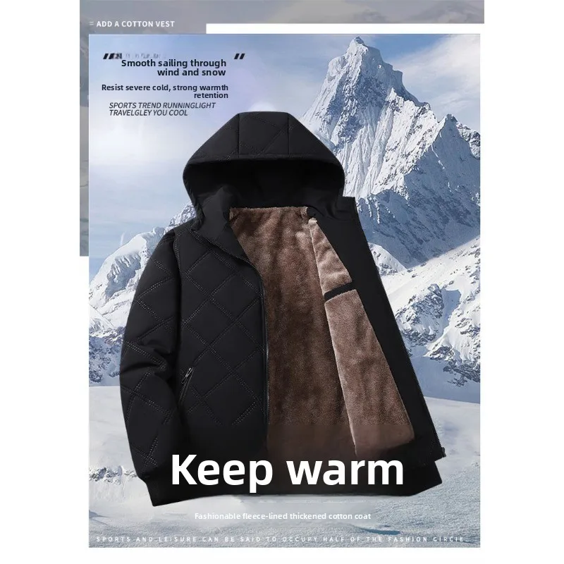 Winter New Cotton Jacket Men's Fashionable Casual Jacket Hooded and Plush Thick Warm Youth Trend Versatile Casual Cotton Jackets - Image 6