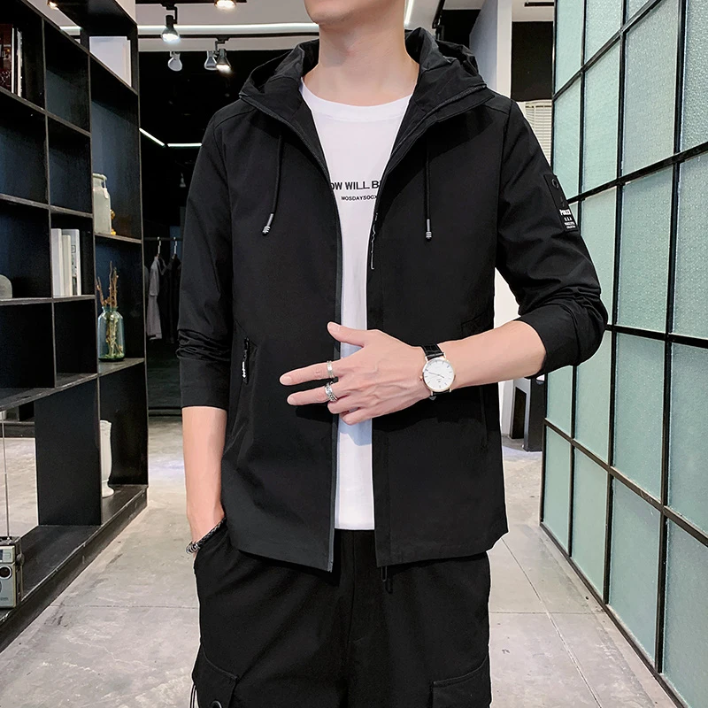 Spring and Autumn Loose Outdoor Casual Fashion Jacket Men's Youth Hooded Jacket Solid Color Handsome Jacket High Quality Jacket - Image 3