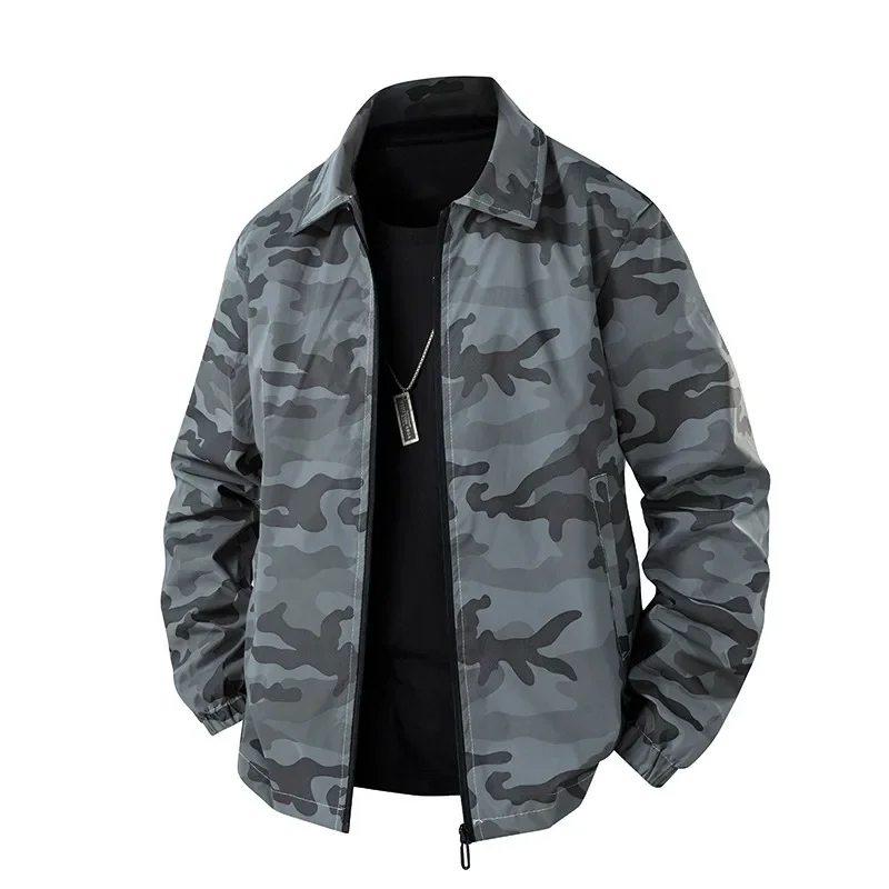 New Reflective Camouflage Jackets Men's Spring / Autumn Stand Collar Two Openings Youth Loose Fit Lightweight Summer Casual Coat - Image 3