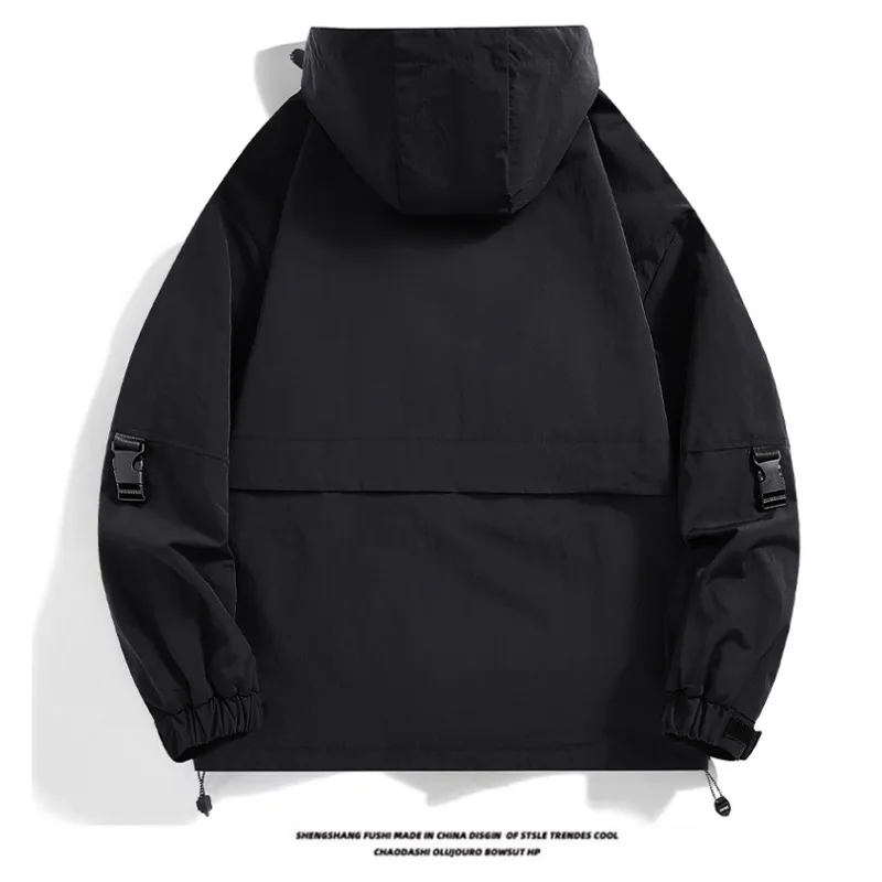 Outdoor Windproof Men Hiking Jackets Solid Color Comfortable Hooded Male Clothes Quality Trend Trekking Outerwear Fashion Loose - Image 6