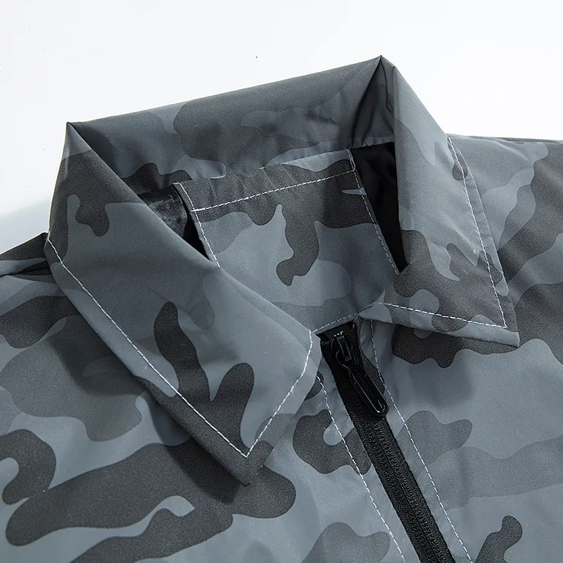 New Reflective Camouflage Jackets Men's Spring / Autumn Stand Collar Two Openings Youth Loose Fit Lightweight Summer Casual Coat - Image 5