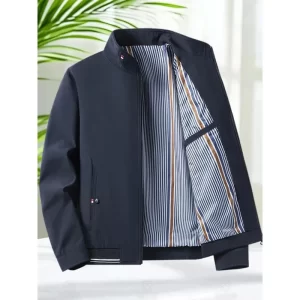Latest Model Jacket Men Casual Jacket Spring Autumn Workwear Stand Collar Zip Up Coats Men Lightweight Business Style Outerwear