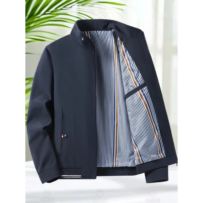 Latest Model Jacket Men Casual Jacket Spring Autumn Workwear Stand Collar Zip Up Coats Men Lightweight Business Style Outerwear