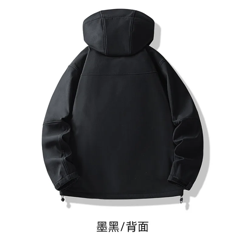 New Soft Shell Fleece Jacket for Men's Outdoor Waterproof Windproof Hooded Jacket Men's Hiking Casual Camping Climbing Jackets - Image 5